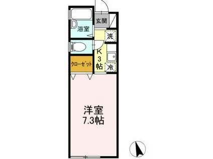 L-エスパシオ(1K/1階)の間取り写真