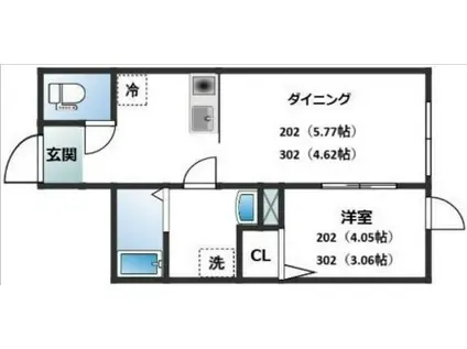 HANA王子(1DK/2階)の間取り写真
