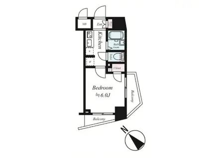 ARTESSIMO AQUA LINK VISTA(1K/9階)の間取り写真