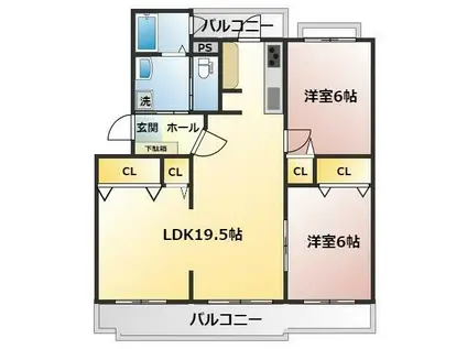 VILLAGE森の里 A号棟(2LDK/1階)の間取り写真