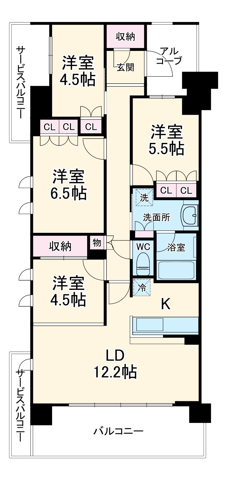 ドレッセ中央林間カレントコート(4LDK/2階)の間取り写真