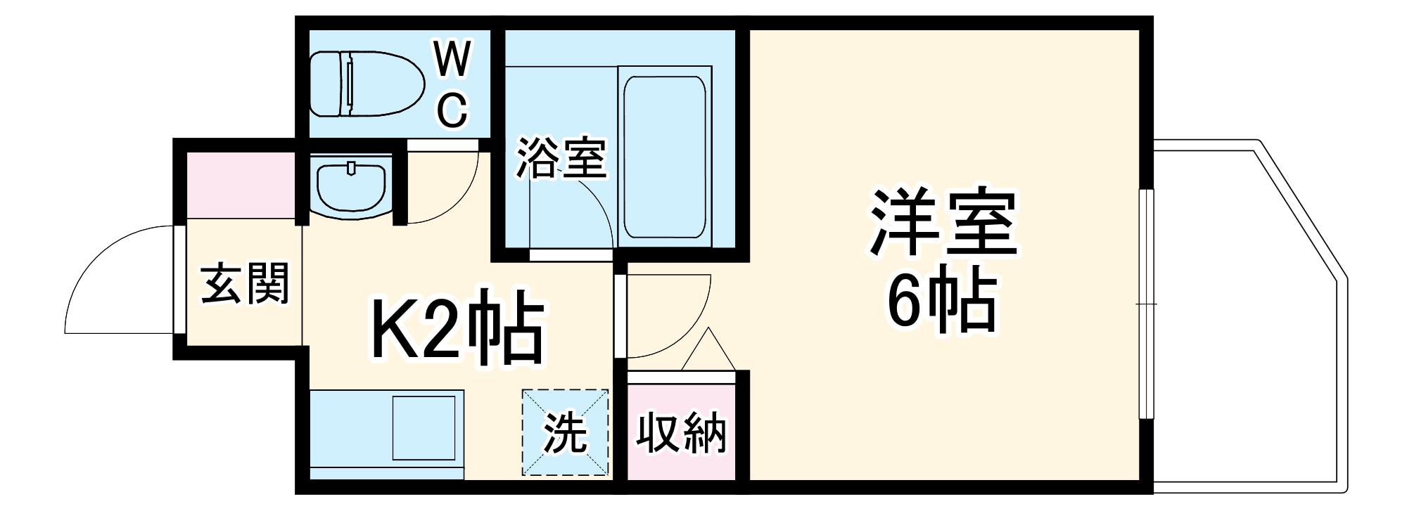 AXIS相模大野(1K/2階)の間取り写真