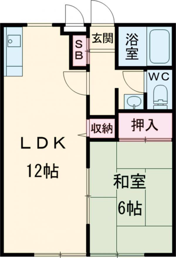ヴィラ・グリーン(1LDK/2階)の間取り写真