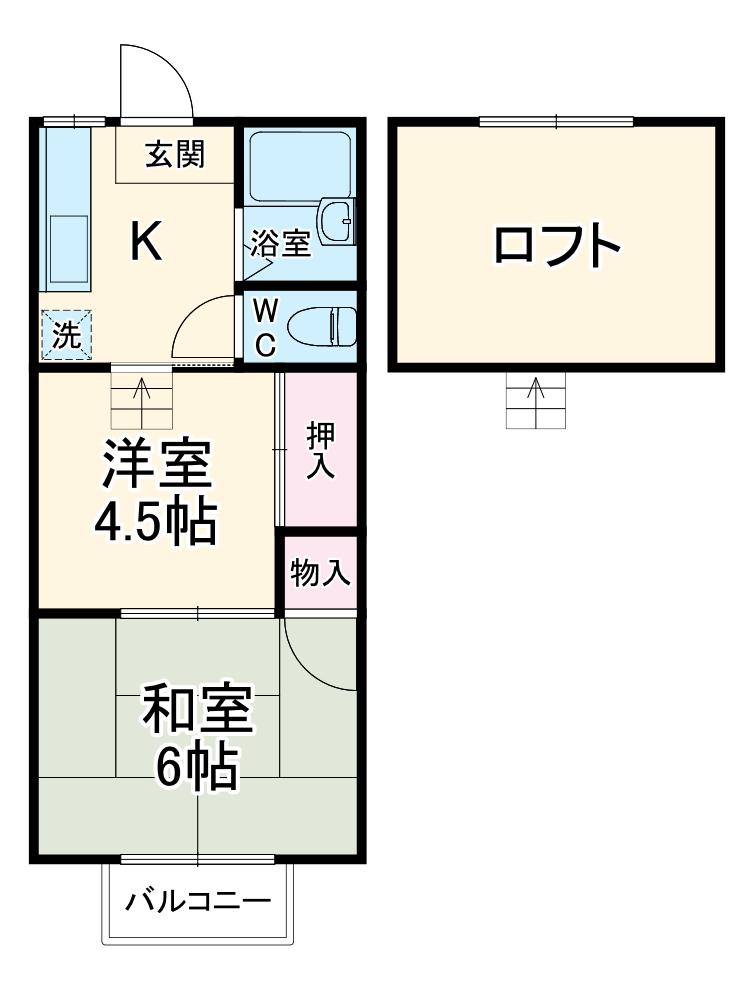 ドミールK(2K/2階)の間取り写真