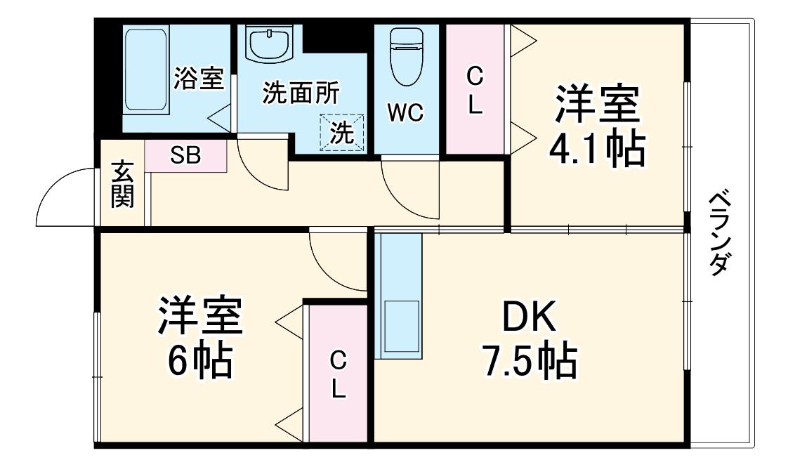 マンション大栄(2DK/3階)の間取り写真