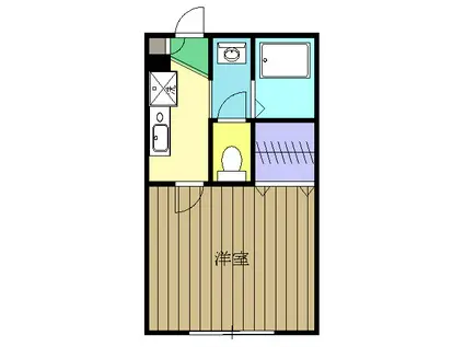 アルカサールⅡ(1K/1階)の間取り写真