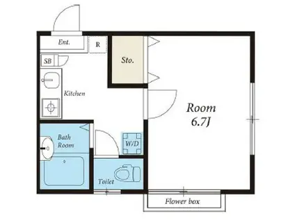 リリックコートスカイ2(1K/2階)の間取り写真