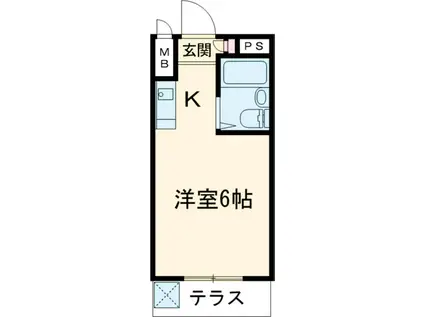 パークサイドハイツ(ワンルーム/1階)の間取り写真