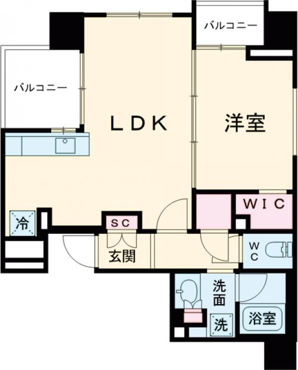 ミリアレジデンス中野坂上(1LDK/4階)の間取り写真
