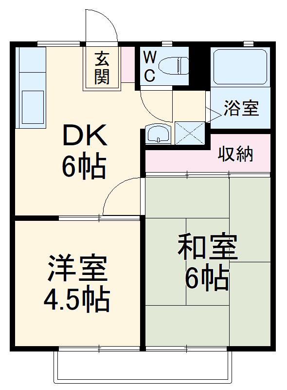 はぴねすハウス(2DK/1階)の間取り写真