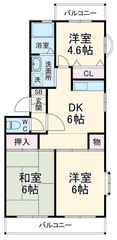 コートヴィレッジⅡ(3DK/3階)の間取り写真