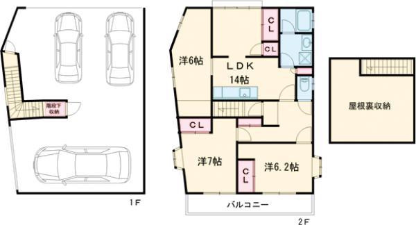 上毛電気鉄道上毛線 中央前橋駅 徒歩14分 2階建 築33年(3SLDK)の間取り写真