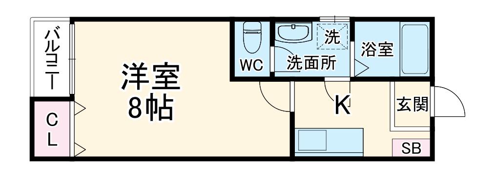 クレフラスト新守山南(1K/1階)の間取り写真