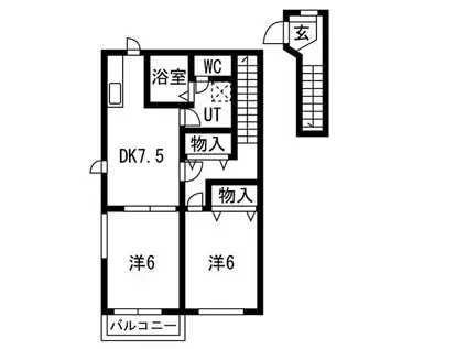 サフィニアガーデン(2DK/2階)の間取り写真
