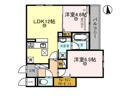 トリシア江坂(2LDK/1階)の間取り写真