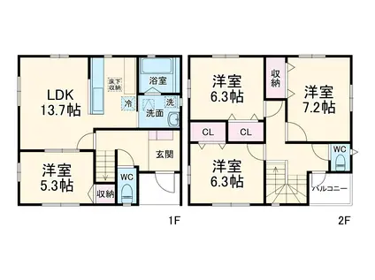 名鉄尾西線 奥町駅 徒歩44分 2階建 築10年(4LDK)の間取り写真