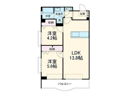 第2大洋マンション(2LDK/2階)の間取り写真