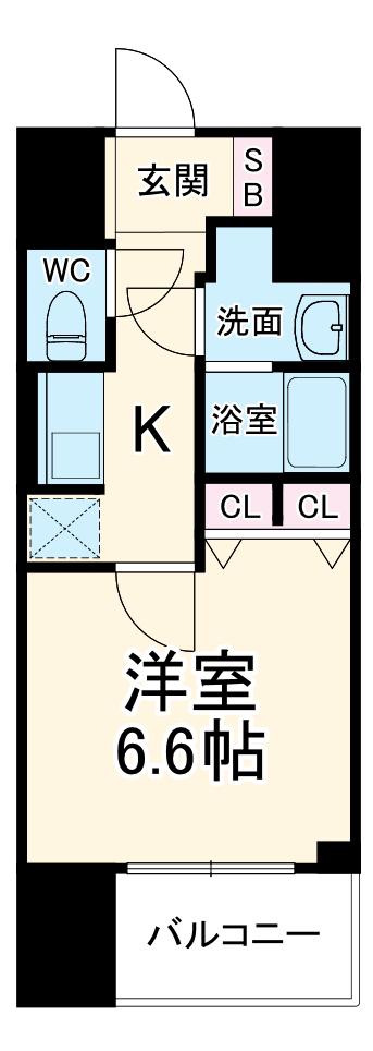 S-RESIDENCE四日市駅前COULEUR(1K/9階)の間取り写真
