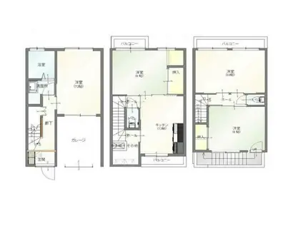 南武線 川崎新町駅 徒歩8分 3階建 築46年(4DK)の間取り写真