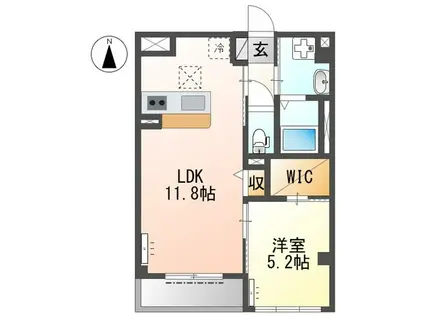 京王電鉄京王線 国領駅 徒歩9分 3階建 新築(1LDK/1階)の間取り写真