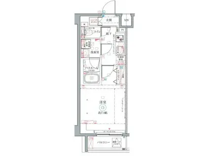 クレヴィスタ高砂Ⅱ(1K/4階)の間取り写真