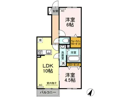 シーナリー(2LDK/1階)の間取り写真