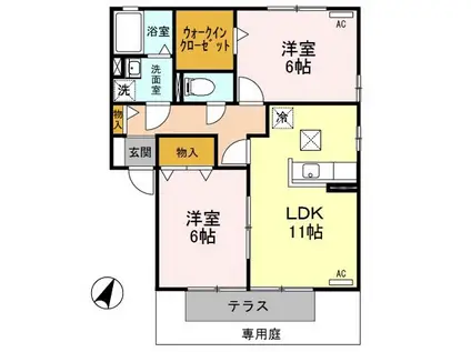 ロイヤルパレスⅡ(2LDK/1階)の間取り写真