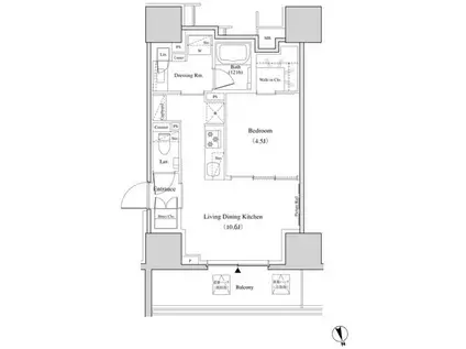 ザ・パークハビオ北千住(1LDK/8階)の間取り写真
