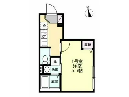 ベイルームDINO桜ヶ丘(1K/1階)の間取り写真