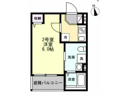 ベイルームDINO桜ヶ丘(1K/2階)の間取り写真