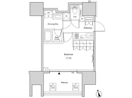 ザ・パークハビオ北千住(1K/14階)の間取り写真
