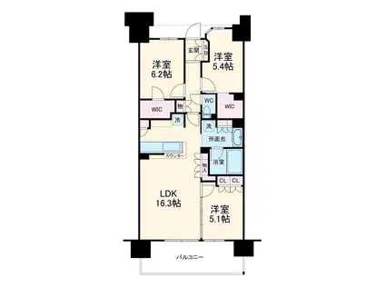 パークシティ柏の葉キャンパスサウスフロント(3LDK/11階)の間取り写真