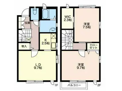 パルモK B(2LDK/1階)の間取り写真