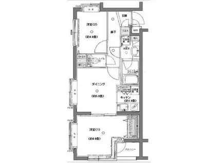 マイキャッスル田園調布Ⅱ(2DK/4階)の間取り写真