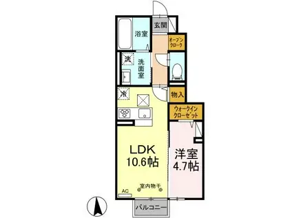グリシーナ(1LDK/1階)の間取り写真