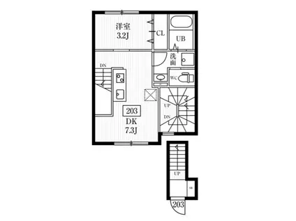 ミハス田園調布2(1DK/2階)の間取り写真