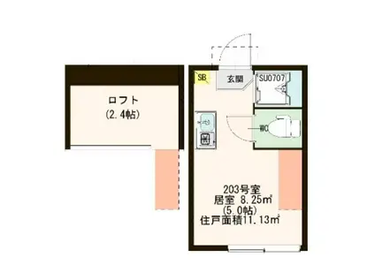 ハーモニーテラス方南Ⅱ(ワンルーム/2階)の間取り写真