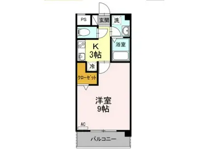 ウィング青山(1K/2階)の間取り写真