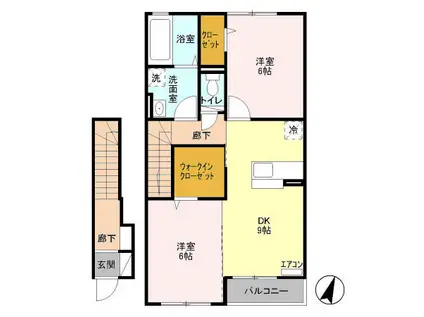 ABBEY ROAD(2DK/2階)の間取り写真