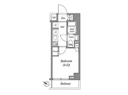 GENOVIA南行徳SKYGARDEN(1K/3階)の間取り写真