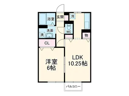 アンジェリーナA(1LDK/2階)の間取り写真