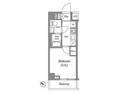 GENOVIA南行徳SKYGARDEN(1K/3階)の間取り写真