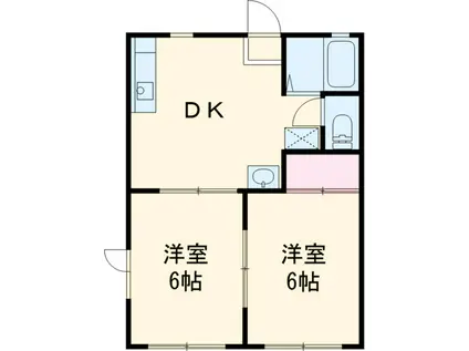 ヴィラリエゾンC(2DK/2階)の間取り写真