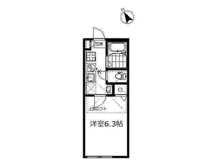 MYTHOS 横浜六浦(1K/2階)の間取り写真