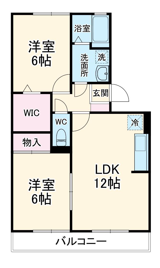 エスポワール笹本A(2LDK/2階)の間取り写真
