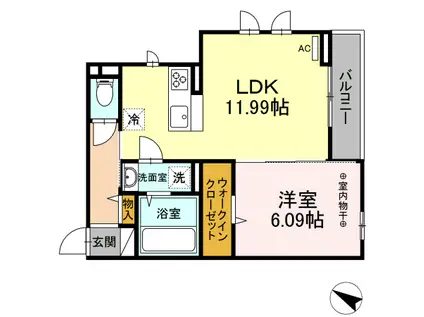 プラシードK(1LDK/3階)の間取り写真