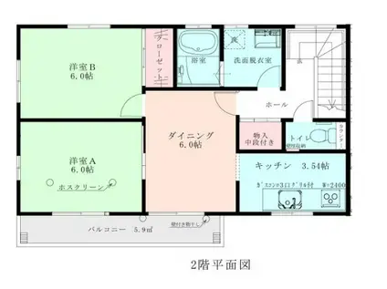 サンライズ誉Ⅱ(3K/2階)の間取り写真