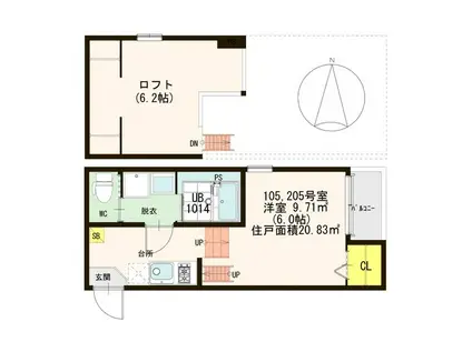 エス・ルミエール(1K/1階)の間取り写真