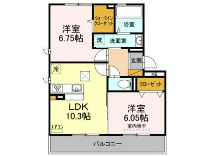 イグレット 2番館(2LDK/2階)の間取り写真