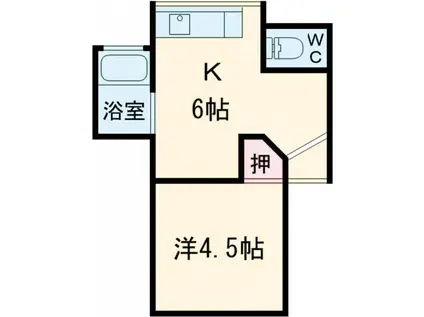 ハピネス国分寺(1K/1階)の間取り写真